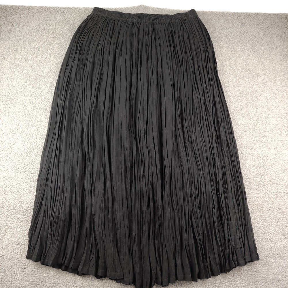 Black Maxi Skirt Black Crinkle Prairie Cottage Cowgirl Size 14/16 Lined Pull On